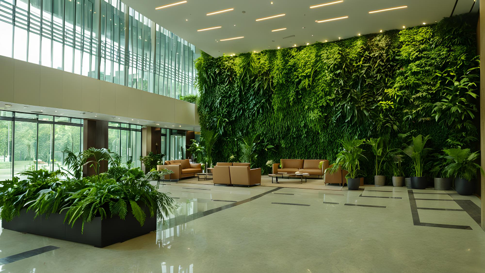 foto giardino verticale dentro azienda commerciale